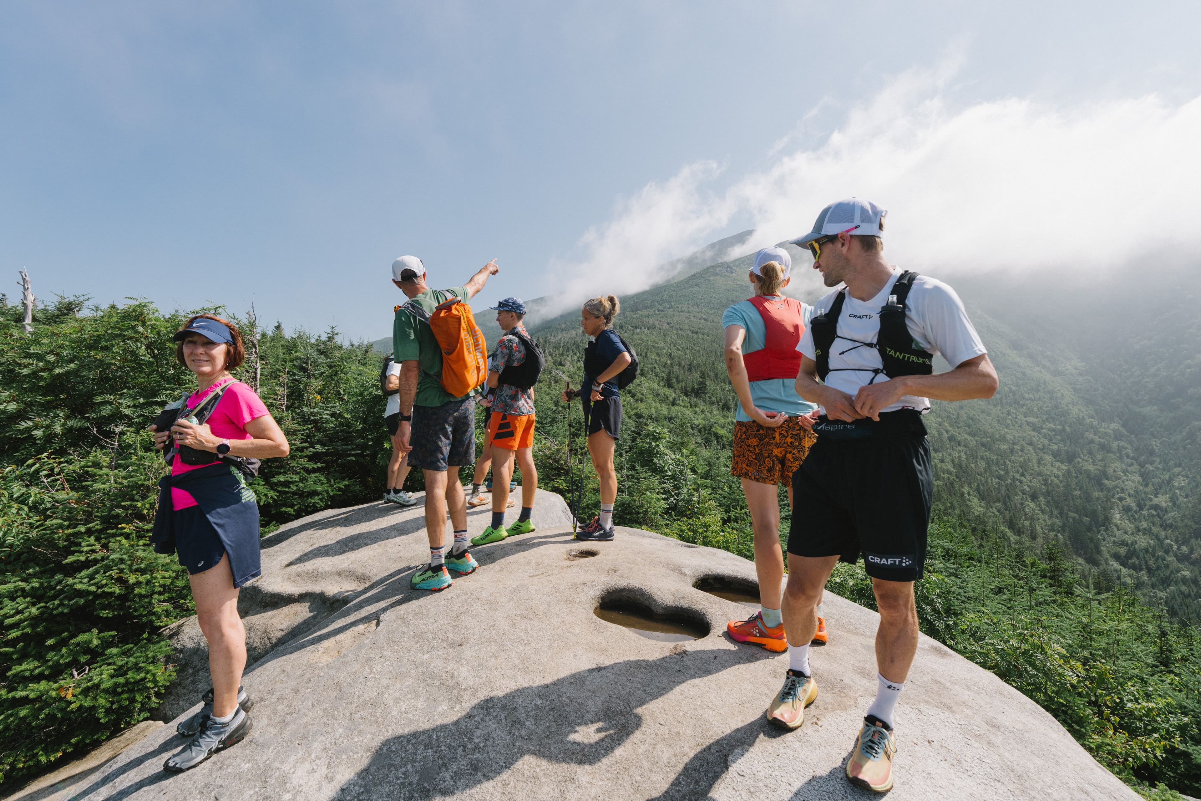 Runners at view on Caps Ridge Trail